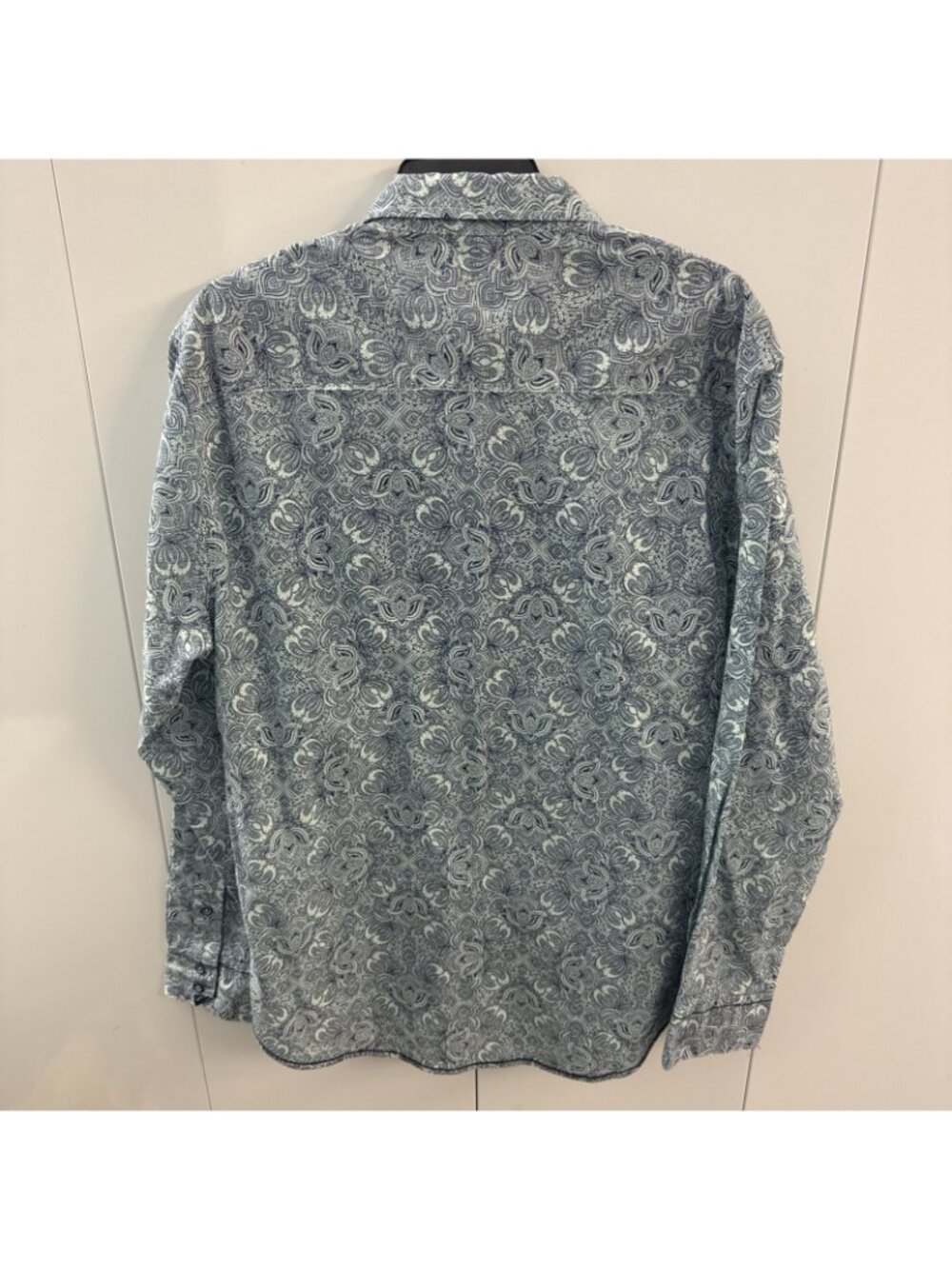 J.B. Holt Mens Shirt Large Long Sleeve Button-Down Teal Kaleidoscopic Paisley - Picture 5 of 10